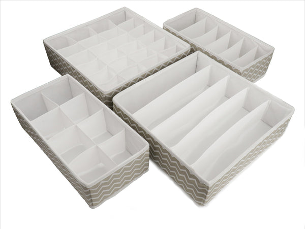 Pack of 4 White Stripes Drawer Organizer Boxes: Stylish Organization for Your Space!