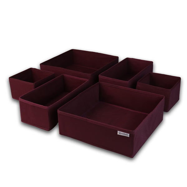 Maroon Drawer Organizer Ensemble of 6: Harmonize Your Space with Elegant Orderliness!