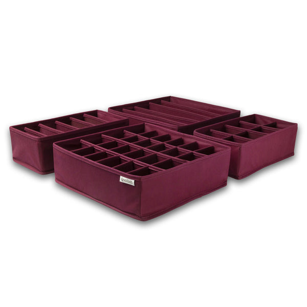 Pack of 4 Maroon Drawer Organizer: Stylish Organization at Your Fingertips!