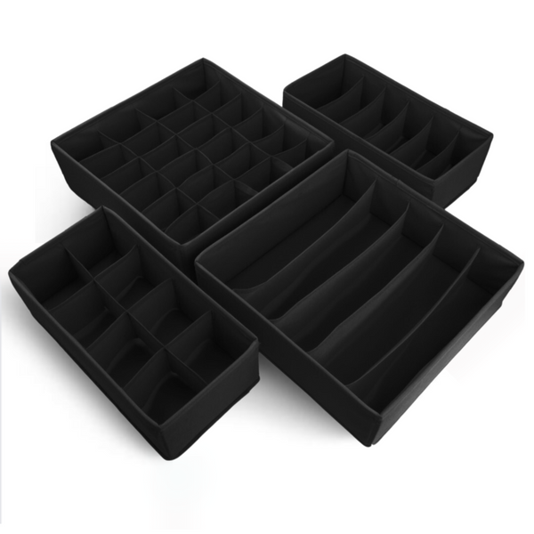 Pack of 4 Drawer Organizers Black -Sort Your Space in a Stylish Manner!